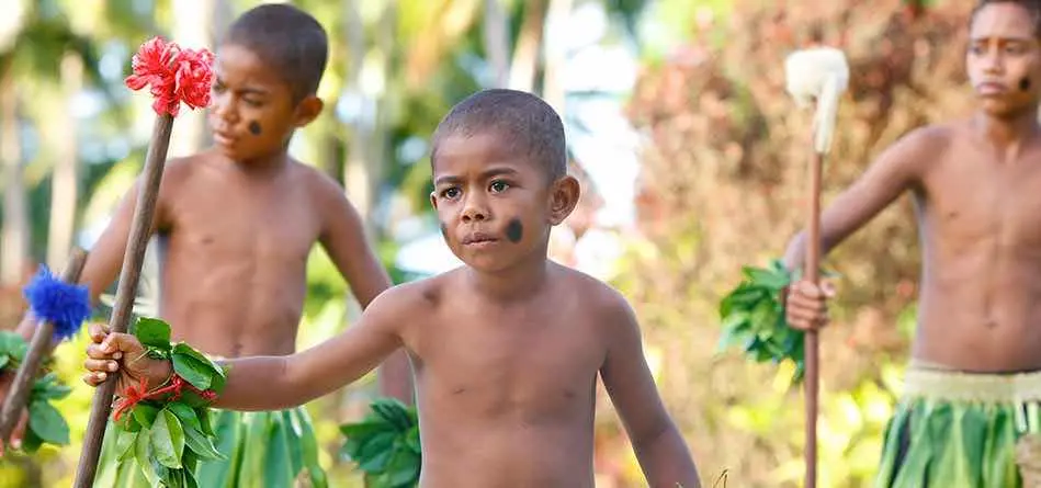 Fijian children dancing meke, Taveuni Palms Resort